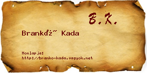 Brankó Kada névjegykártya